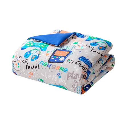Olivia & Finn Blue Gamer 3-Piece Kids Comforter Set, Twin