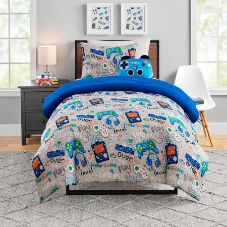 Olivia & Finn Blue Gamer 3-Piece Kids Comforter Set, Twin