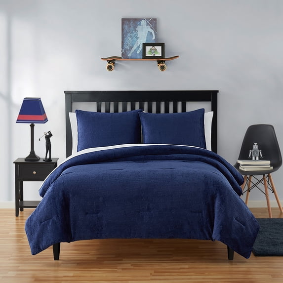 Olivia & Finn Kids' Stars 2-Piece Star Navy Comforter Set, Twin