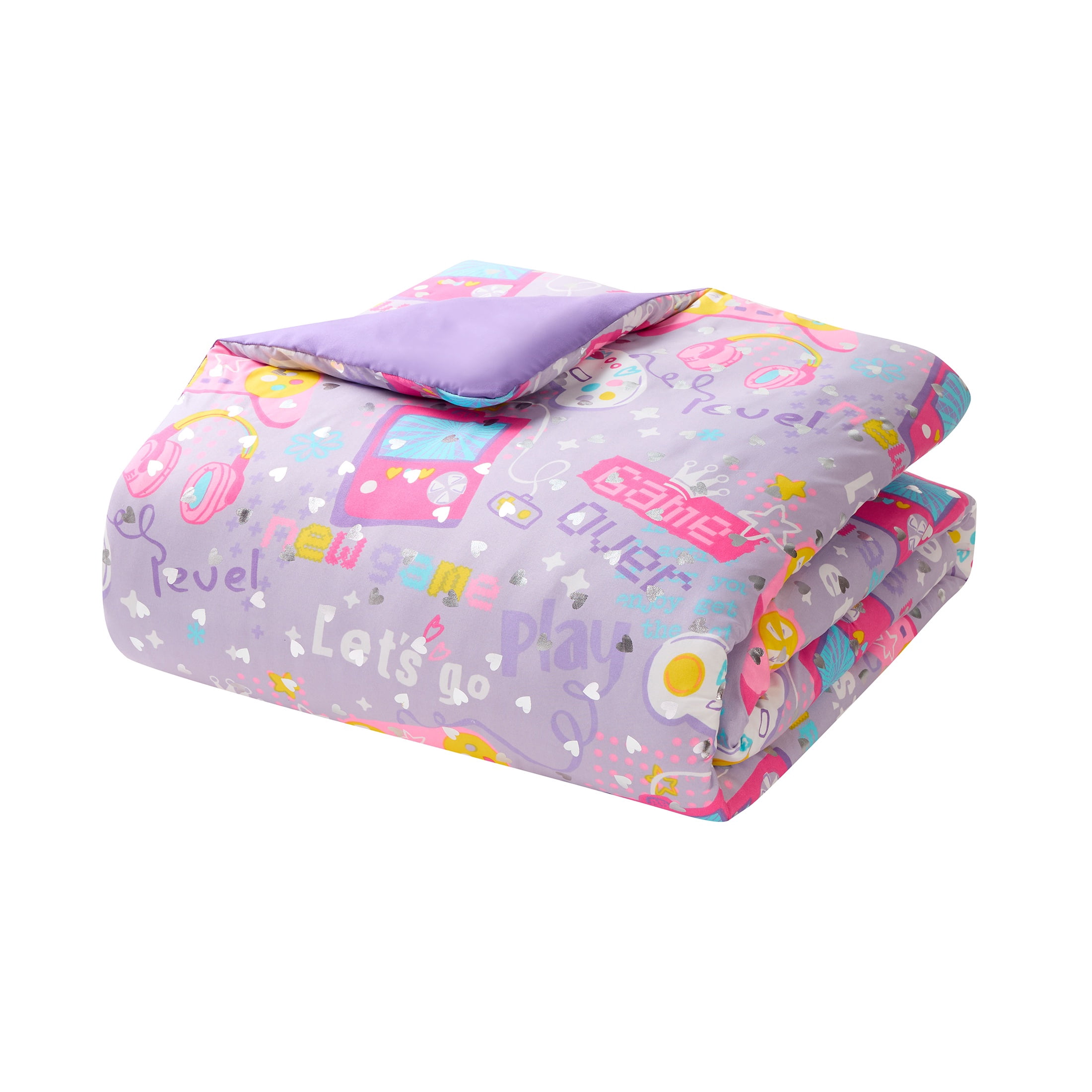 Olivia & Finn Lilac Gamer 3-Piece Kids Comforter Set, Twin