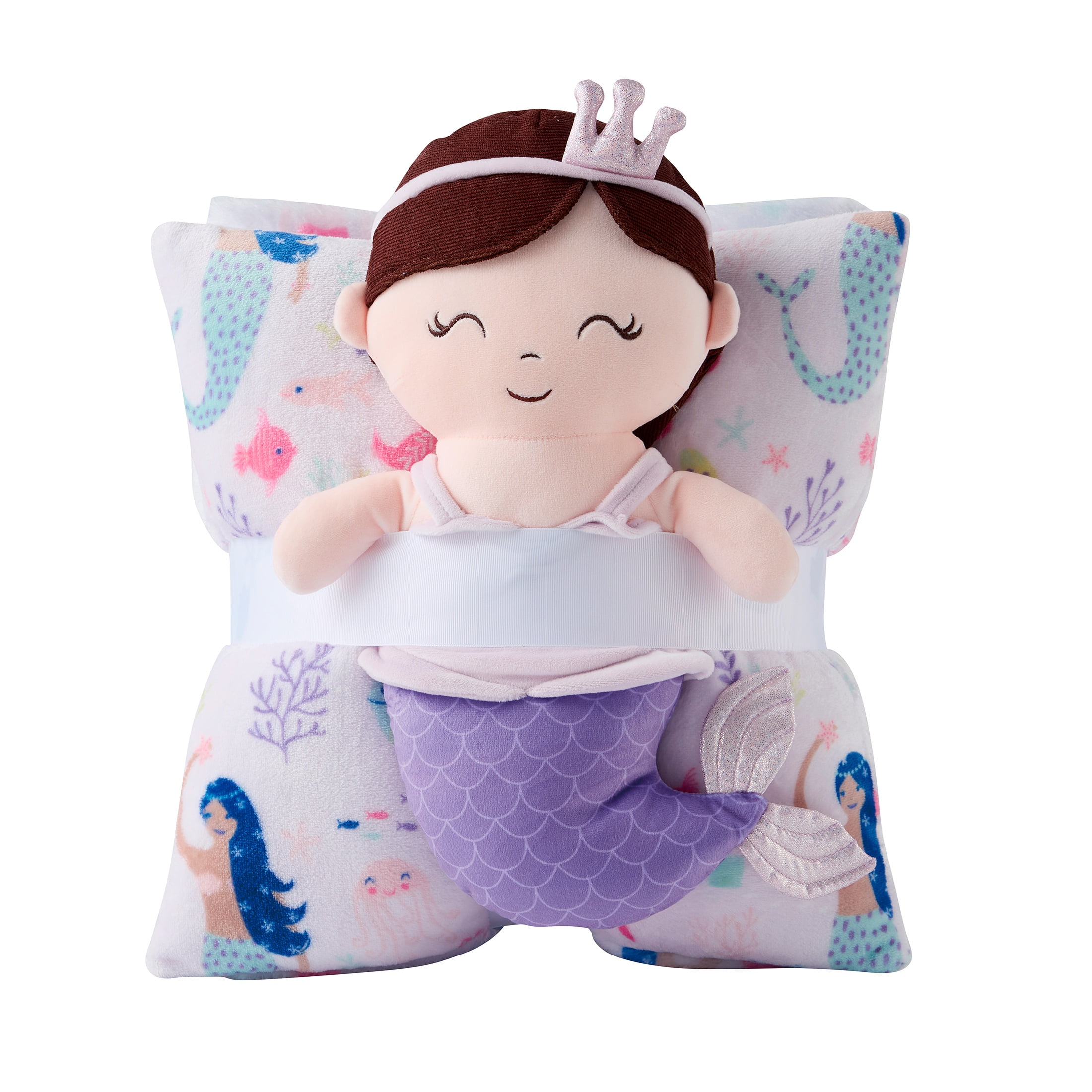 Olivia & Finn Multi Mermaid Throw and Decorative Pillow Set (3 Count)