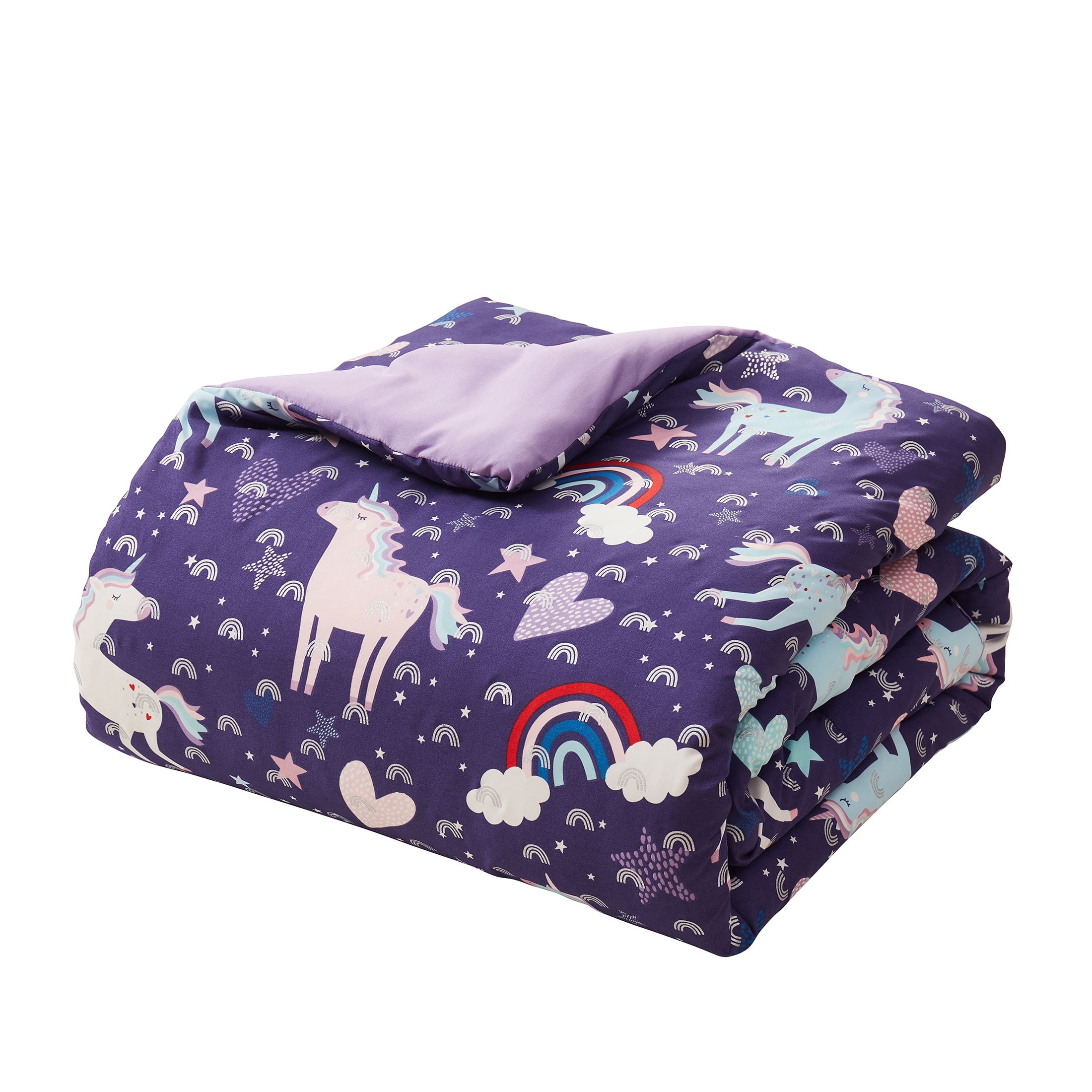 Olivia & Finn Purple Unicorn 3-Piece Kids Comforter Set, Twin
