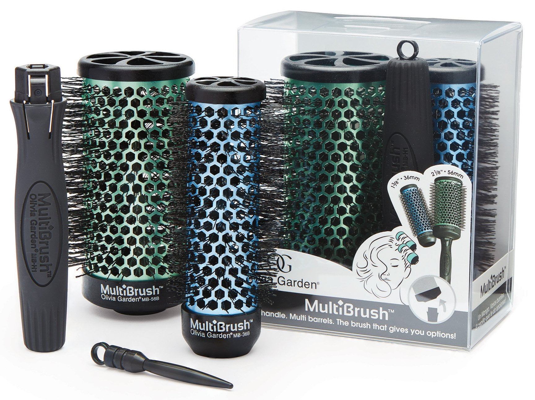 Olivia Garden MultiBrush Detachable Thermal Styling Hair Brush MB-KT01 (3-Piece Kit)