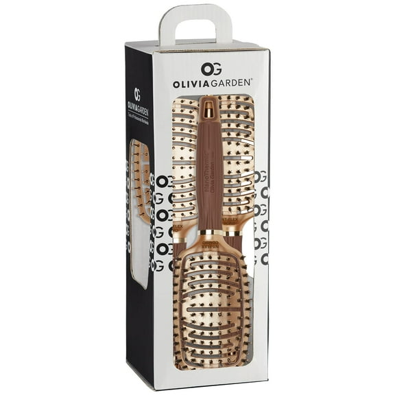 Olivia Garden NanoThermic Ceramic + Ion Flex Hair Brush kit contains NT-FLEXPRO NT-FLEXBR, NT-FLEXCO (3-Piece Box)