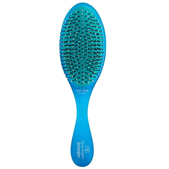 Olivia Garden OG Brush Detangler, removable cushion, scalp hugging shape massages the scalp, for wet or dry hair, for women, men and children, Medium to thick hair, Blue