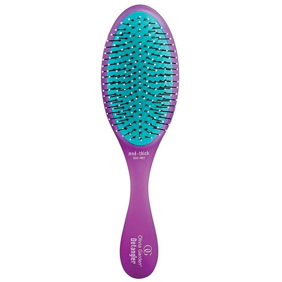 Olivia Garden OG Brush Detangler, removable cushion, scalp hugging shape massages the scalp, for wet or dry hair, for women, men and children, Medium to thick hair, Purple