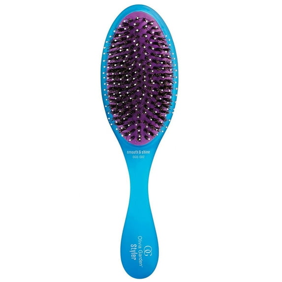 Olivia Garden OG Brush Styler, To Smooth and add Shine, All hair Types, removable cushion for easy cleaning, scalp hugging for scalp massage, gentle, for women, men and children, Blue
