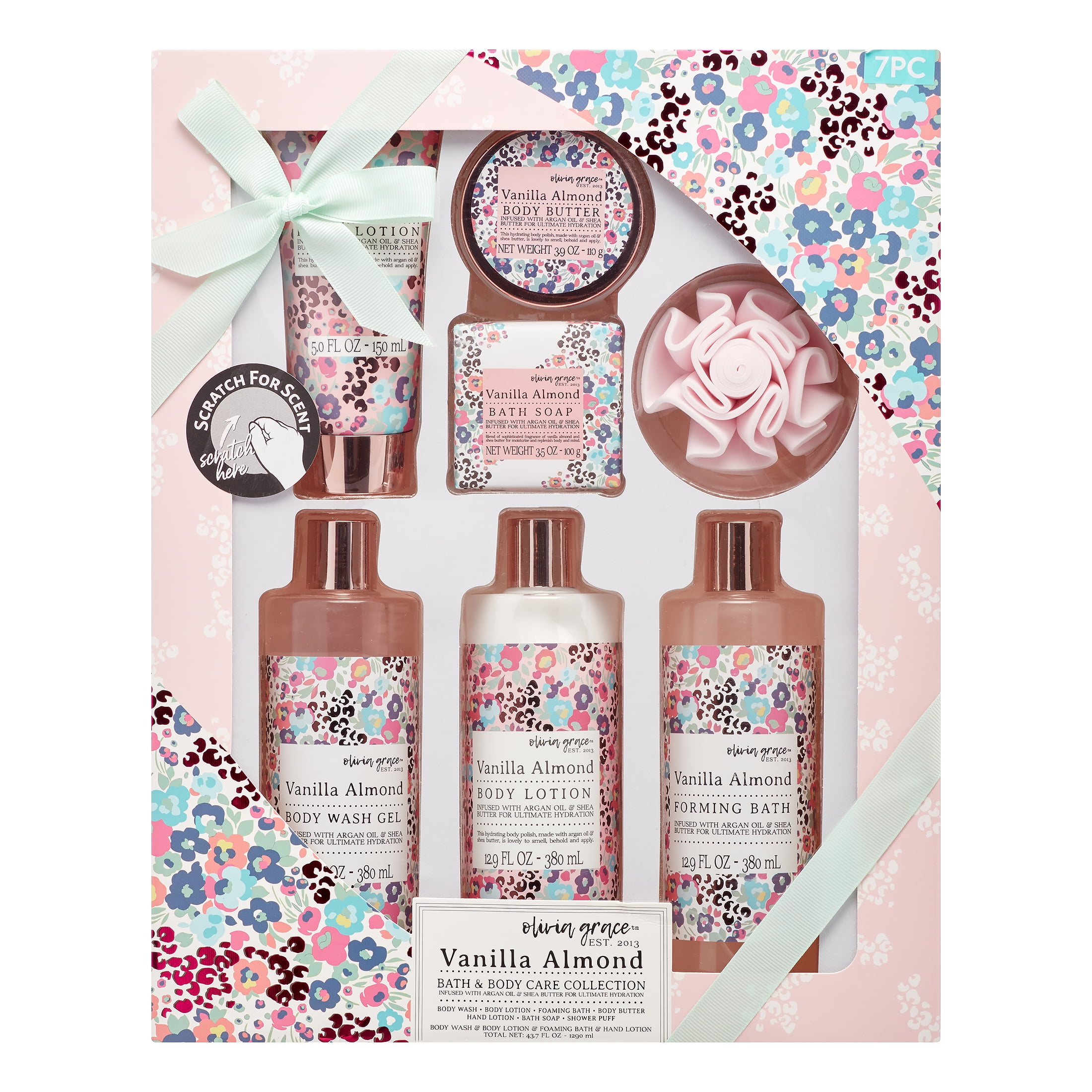 Olivia Grace Bath \u0026 Body Care Set, Vanilla Almond, 7 pcs. - Walmart.com, image size:2200x2200