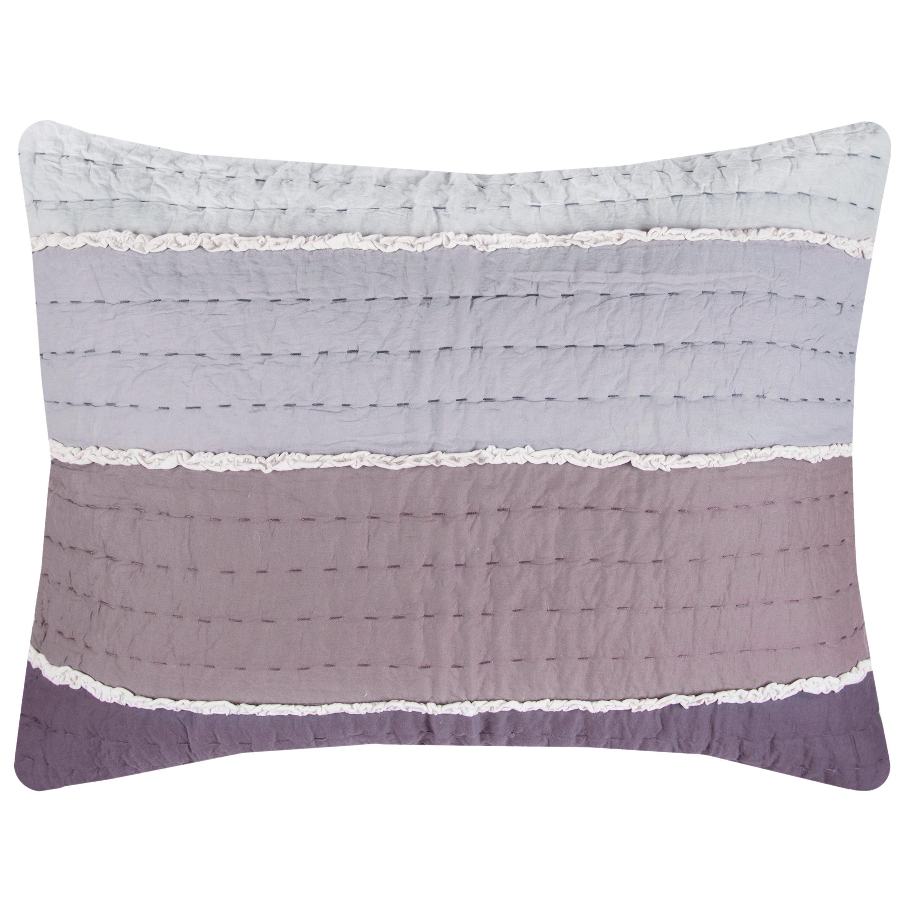 Gray Cotton Embroidered Standard Pillow Sham