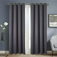 thumbnail image 1 of Olivia Gray Anchorage Solid Blackout 54 x 84 in. Grommet Single Curtain Panel in Charcoal, 1 of 37