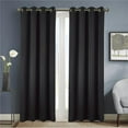 thumbnail image 1 of Olivia Gray Anchorage Solid Blackout 54 x 84 in. Grommet Single Curtain Panel in Black, 1 of 37
