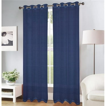 Olivia Gray Erica Doily Stripe Grommet Panel Pair - 54x90", Navy