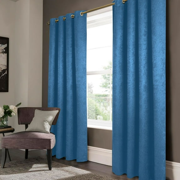 Olivia Gray Lina Matte Embossed Blackout Grommet Single Panel - 52x90", Blue