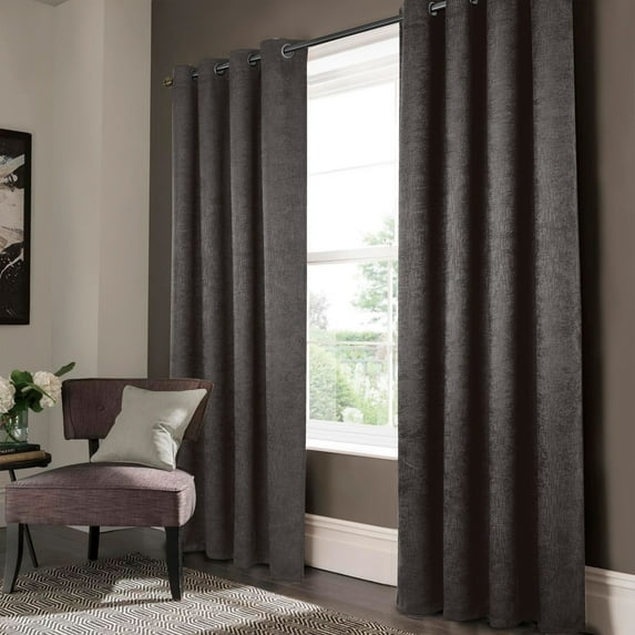 Olivia Gray Lynx Matte Embossed Blackout Grommet Panel - 52"x95", Black