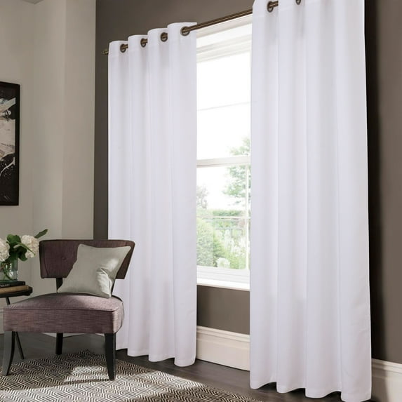Olivia Gray Lynx Matte Embossed Blackout Grommet Single Panel 52x95", White