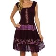 thumbnail image 1 of Olivia Gypsy Boho Peasant Batik Dress - Eggplant - One Size, 1 of 4