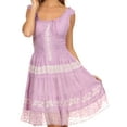 thumbnail image 1 of Olivia Gypsy Boho Peasant Batik Dress - Lavender - One Size, 1 of 4