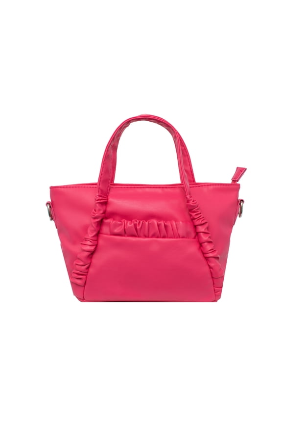 Women's Vegan Leather Magenta Everyday Satchel withTop Handles & Chain Strap