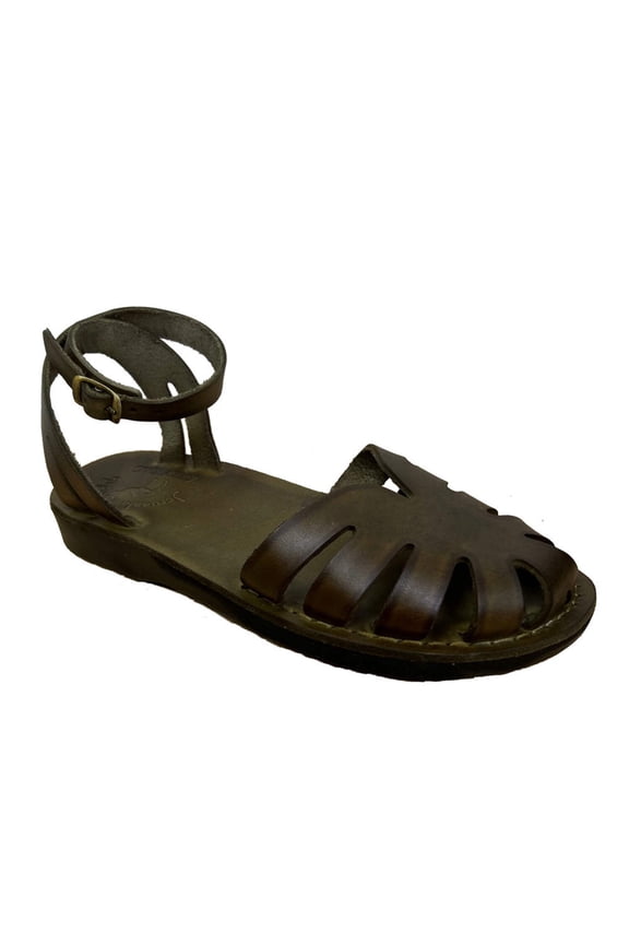 Olivia - Leather Adjustable Strap Sandal | Olive