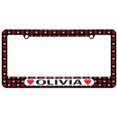 thumbnail image 1 of Olivia Love with Hearts License Plate Tag Frame, Multiple Colors, 1 of 1