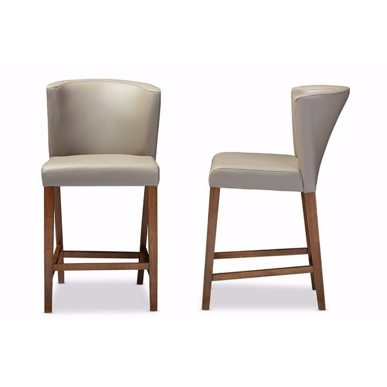 Baxton Studio Olivia Mid-century Modern Scandinavian Style Dark Walnut Wood Grey Faux Leather Pub Stool - Set of 2 Baxton Studio Olivia Mid-century Modern Scandinavian Style Dark Walnut Wood Grey Faux Leather Pub Stool - Set of 2