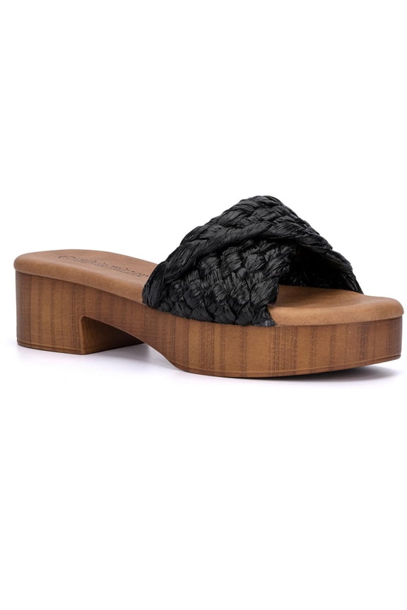 Womens Bali Slip-On Block Heel Platform Sandals