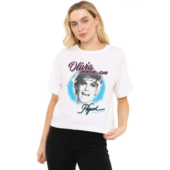 Olivia Newtonjohn Lets Get Physical Airbrushed Women's Boxy Cropped T-Shirt Casual Graphic Tee