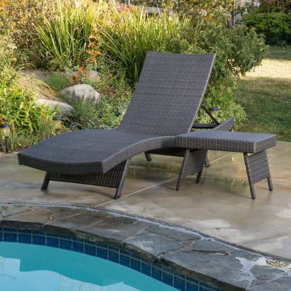 Olivia Outdoor Wicker Folding Adjustable Armless Chaise Lounge and