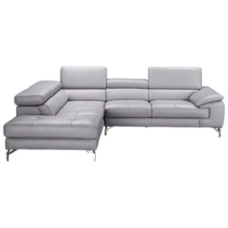 Olivia Premium Leather Sectional Sofa in Element Grey, Right Hand Facing Chaise