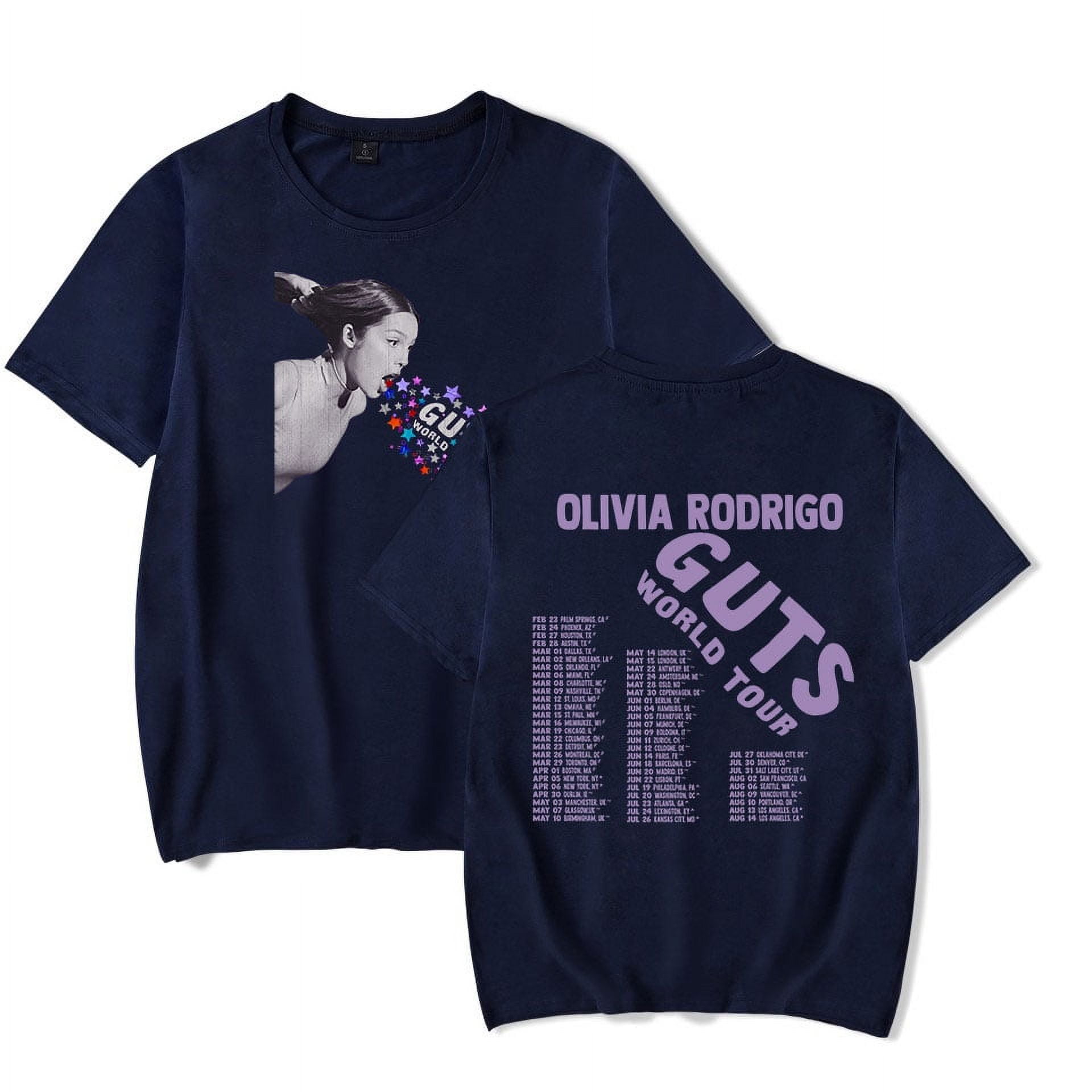 YIJIANKUANFAN Olivia Rodrigo Merch 2024 Guts Touring Merch T-Shirt Short Logo Women Men Oliviarodrigo Summer Tee Tshirt, Adult Unisex, Size: XS, Blue