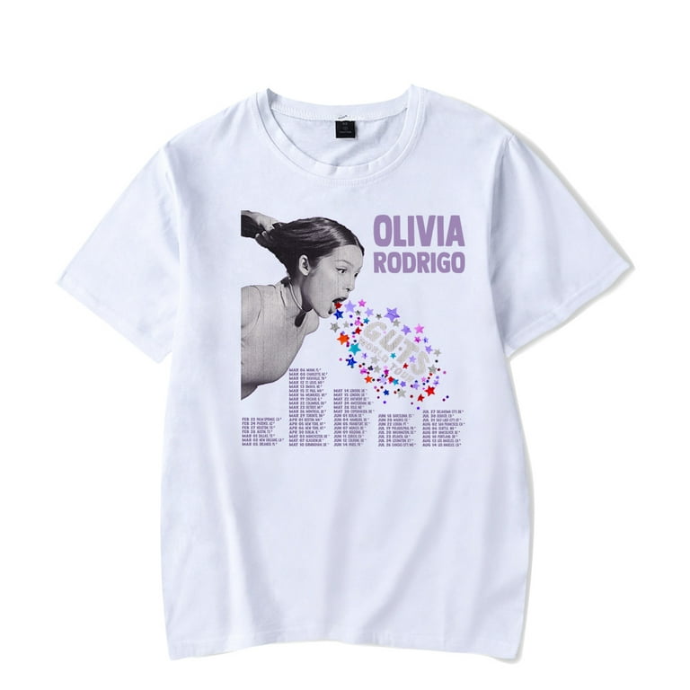 YIJIANKUANFAN Olivia Rodrigo Merch 2024 Guts World Tour T-Shirt Short Sleeve New Logo Women Men Sweatshirt Summer Tshirt, Adult Unisex, Size: XL