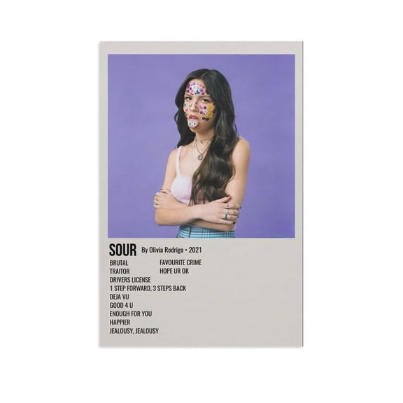 Olivia Rodrigo Poster Sour Album Cover Posters Aesthetic Canvas Wall Art for Home College Dorm Room Decor(12"Lx18"W Unframed)