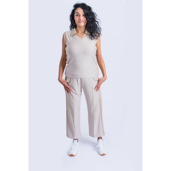 Olivia Top with Side Seam Opening on Snaps Sleeveless Cream