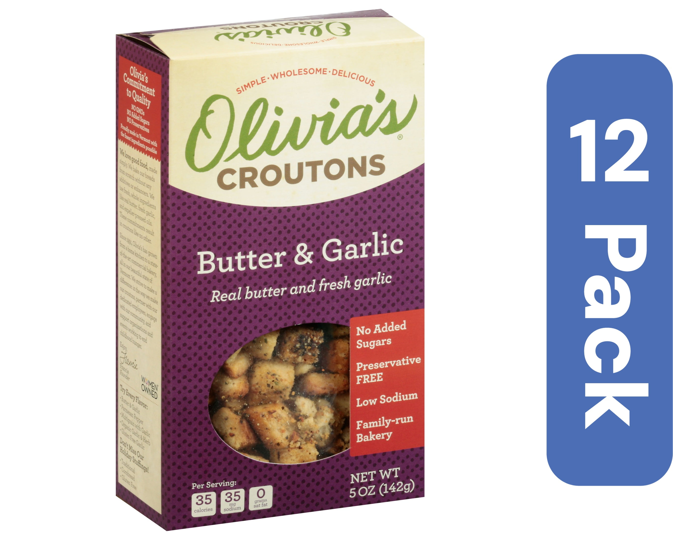 Olivia's Butter & Garlic Croutons 5 oz (Pack Of 12)