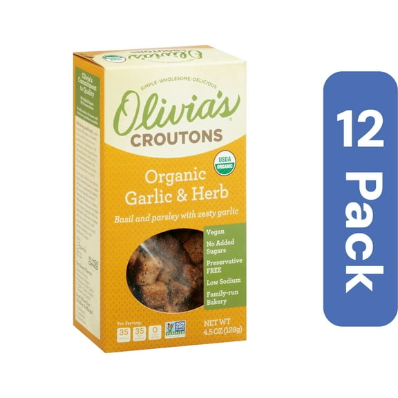 Olivia's Garlic & Herb Croutons 4.5 oz (Pack Of 12)
