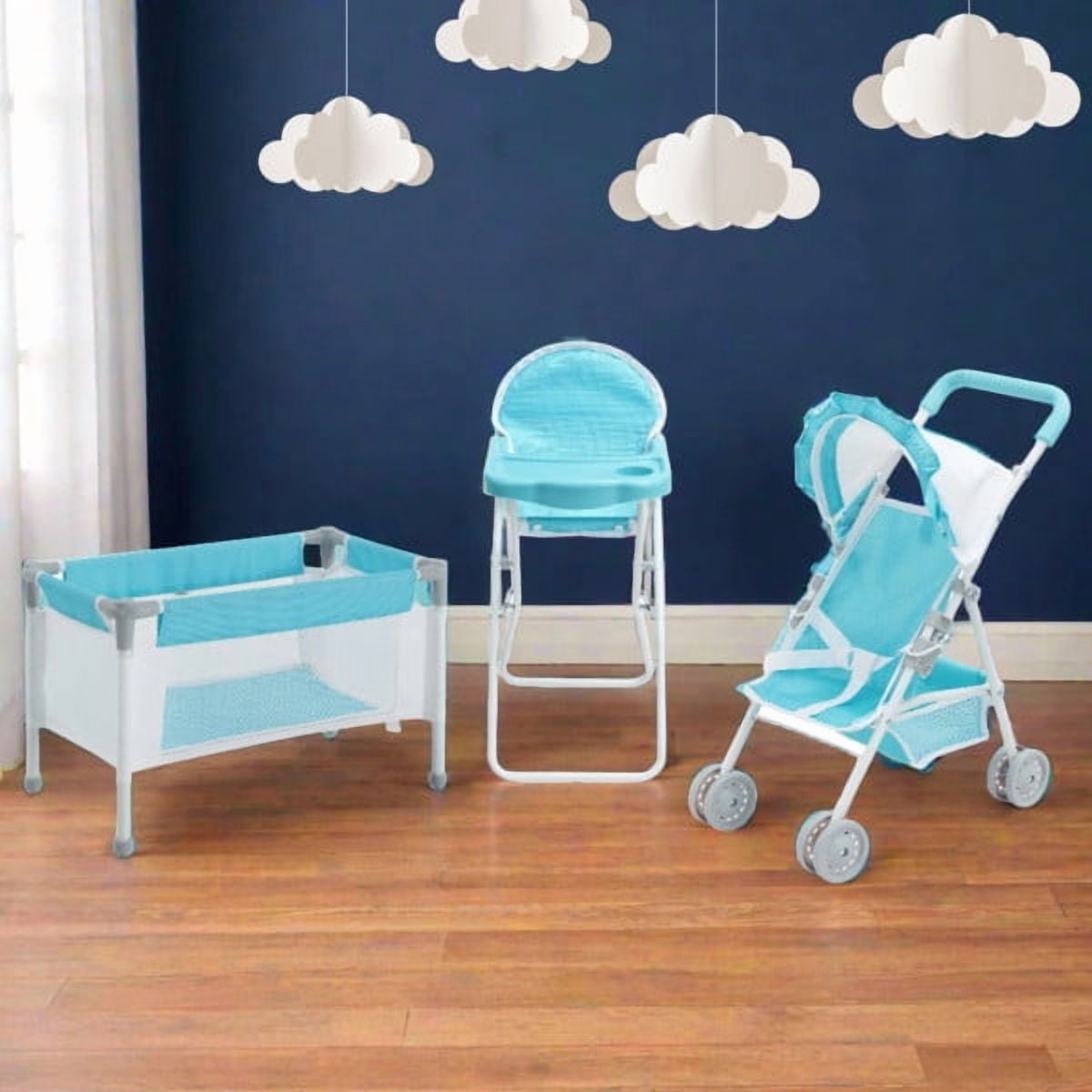 Olivia's Little World Baby Doll 3pc Nursery Set Crib, Highchair