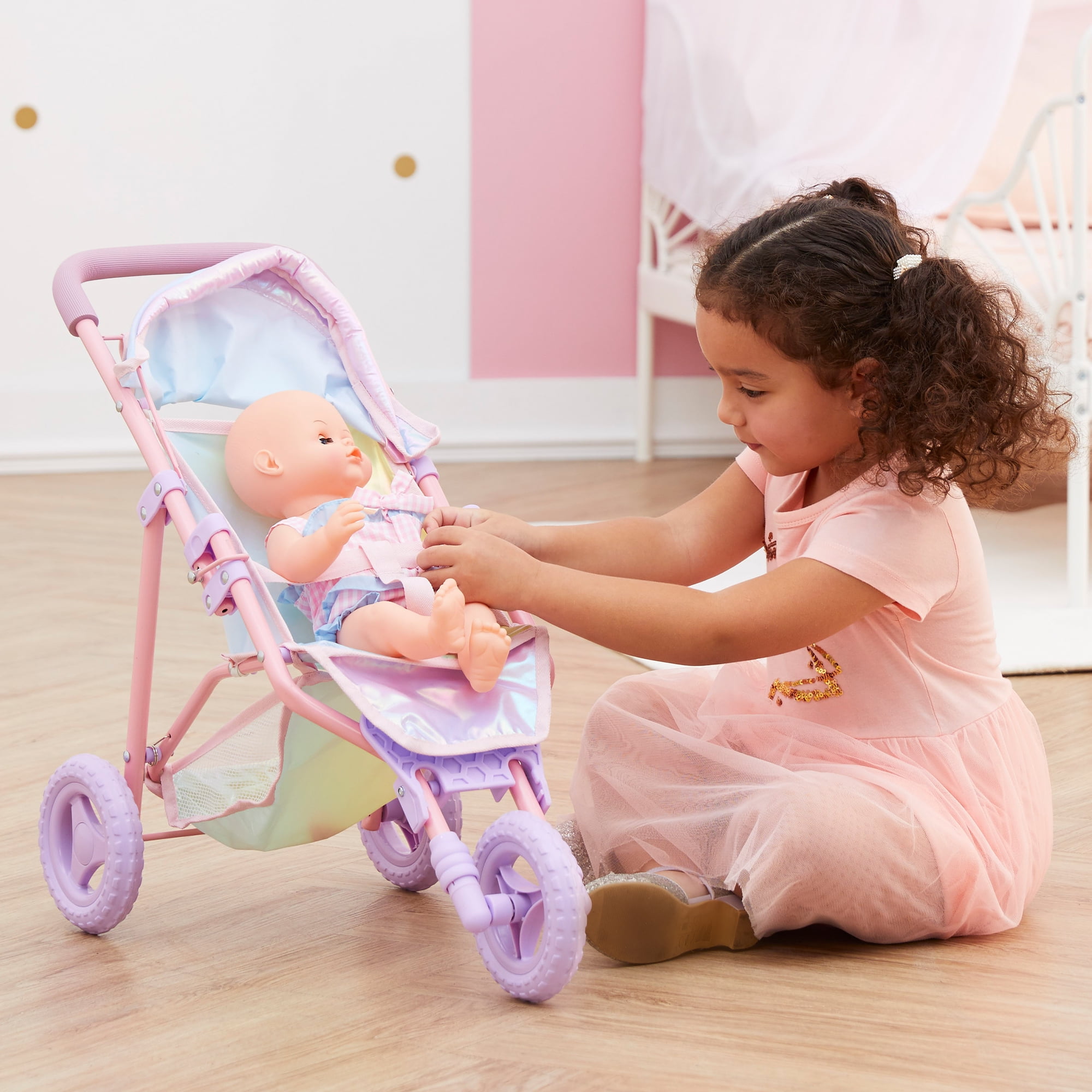 Olivia's Little World Baby Doll Jogging Stroller Buggy Iridescent Color OL-00016