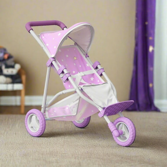 Olivia's Little World Doll Jogging-Style Stroller, Purple/Stars