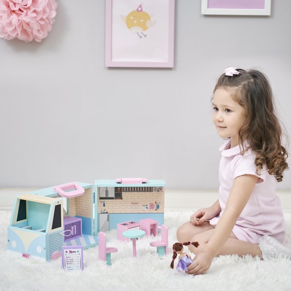 Olivia's Little World Kids Food Truck Dollhouse, 7.48''