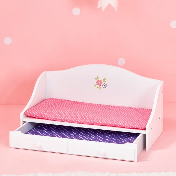 Olivia’s Little World Trundle Daybed for 18" Dolls with Pull-Out Bed and Cushions