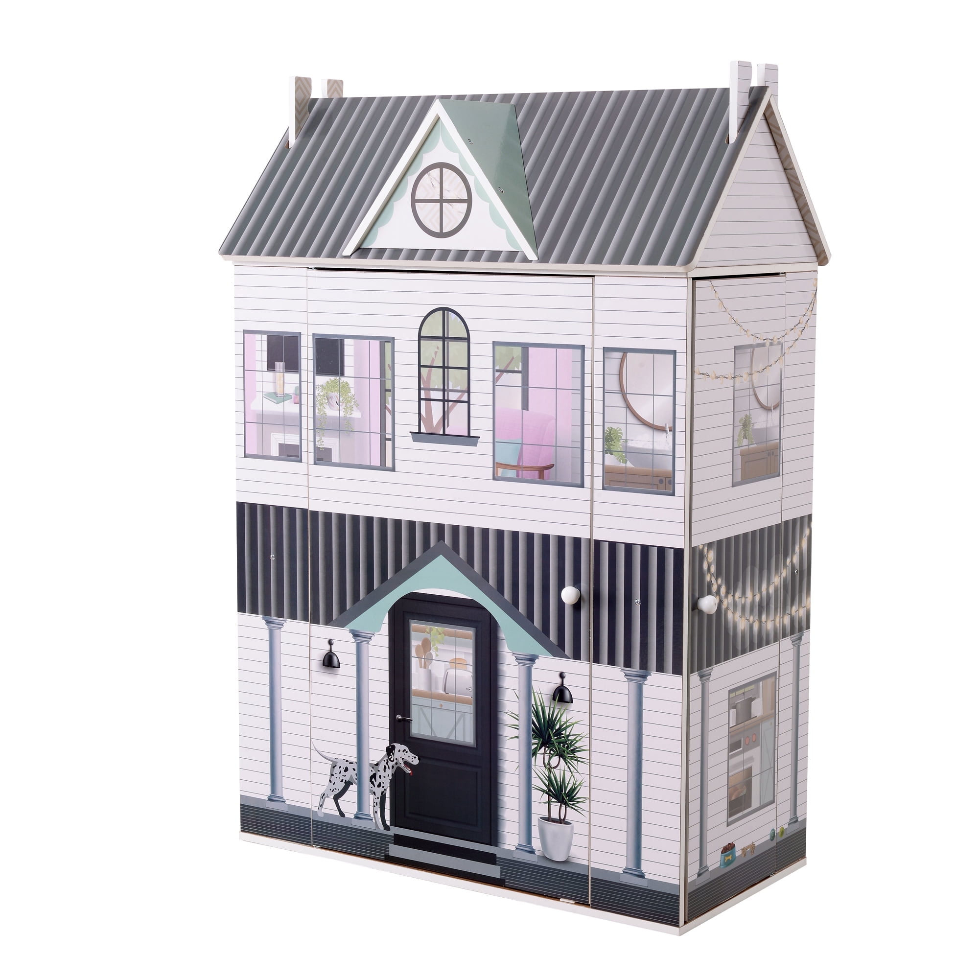 Olivia s Little World Openable Wooden Dollhouse for 12 Dolls Walmart