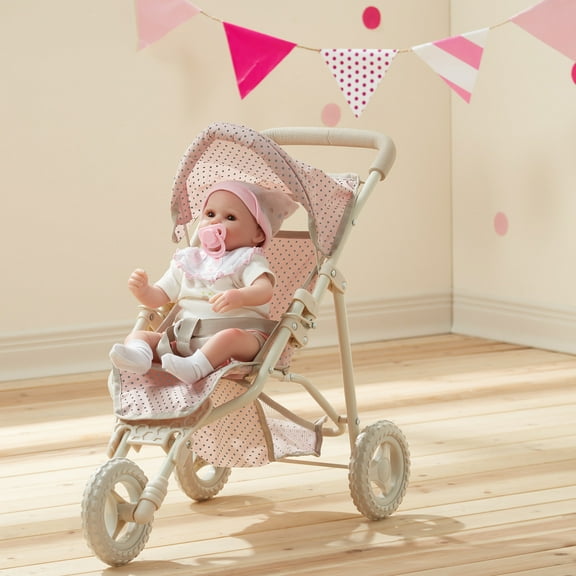Olivia's Little World Polka Dots Princess Doll Jogging Stroller, Pink