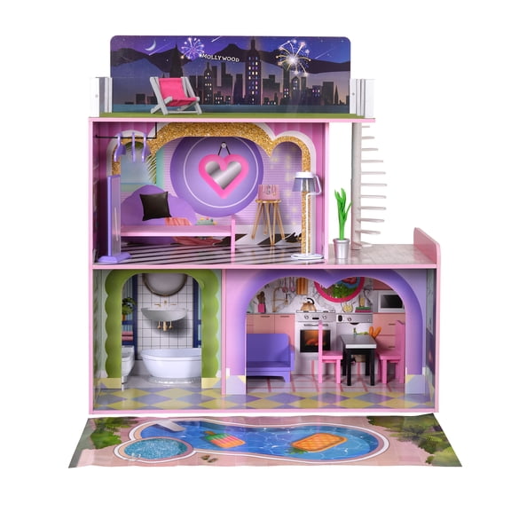 Olivia's Little World Sunset Wooden Dollhouse for 12" Dolls