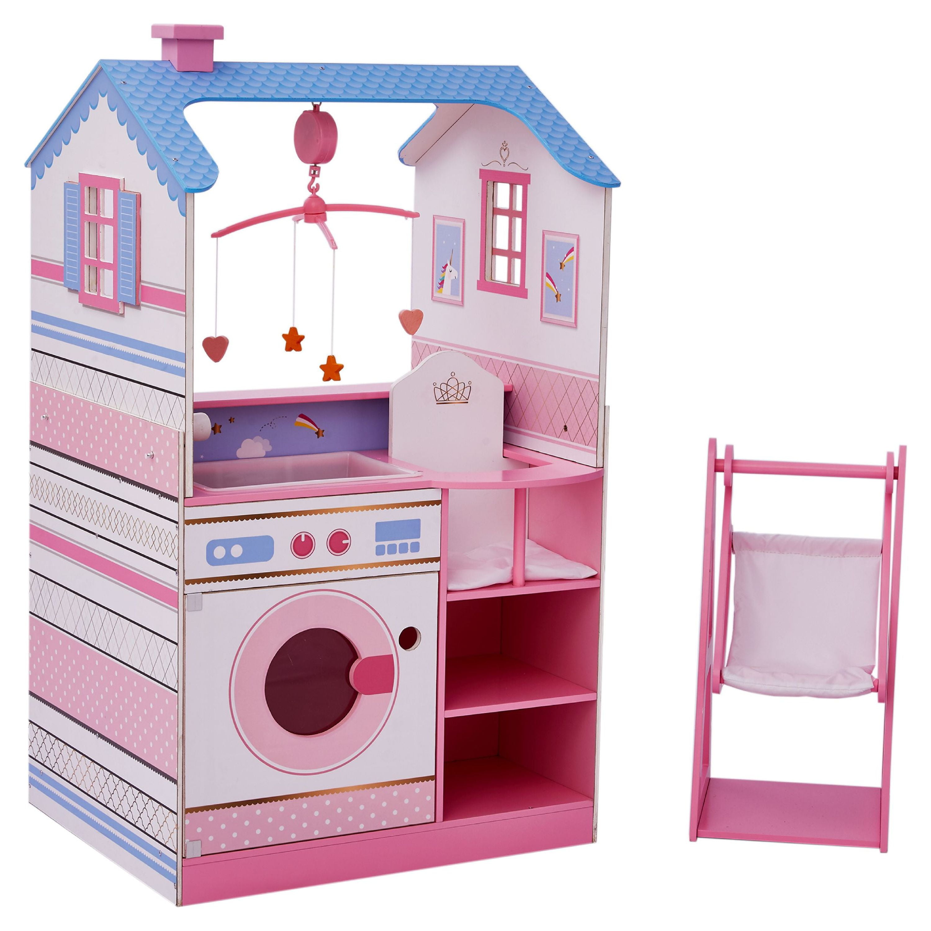 Olivia's Little World - Olivia's Classic Doll Changing Station Dollhouse, White and Gold