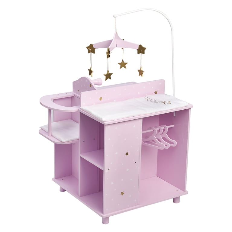 トールペイント：ヒンデローペン　ランドリーBOX Teamson Kids Wooden Doll Changing Station, Lilac/White, Compact