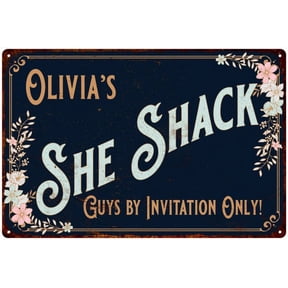 Olivia's SHE SHACK Gift Sign Metal Wall Decor 8 x 12 High Gloss Metal 208120060355