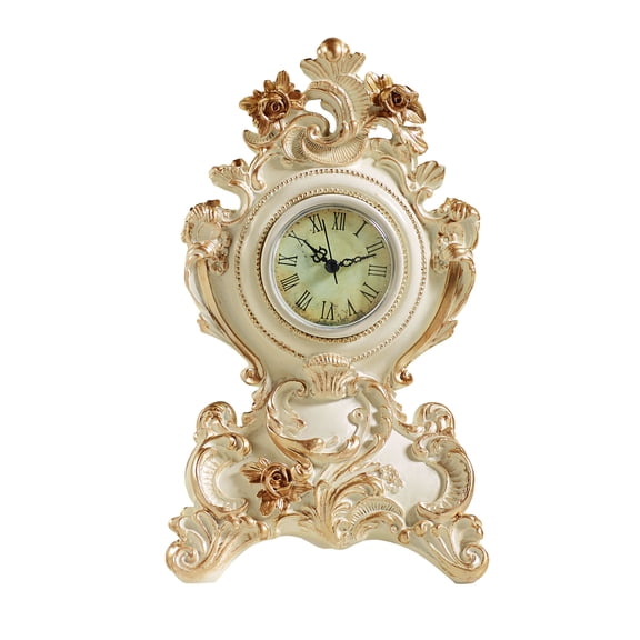 Oliviana Table Clock Ivory/Gold 5.5"W x 3"D x 10"H