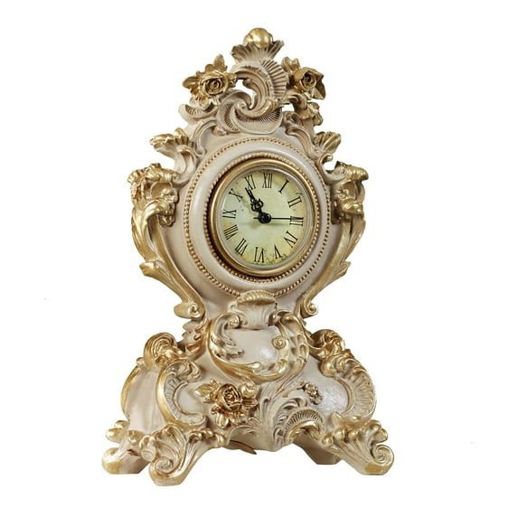 Oliviana Table Clock Ivory/Gold 5.5"W x 3"D x 10"H