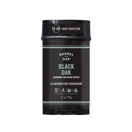 Barrel & Oak Aluminum Free Deodorant for Men, Natural Men's Deodorant with Bergamot & Black Pepper Essential Oil for Delicate Skin, Grooming Kit Gifts for Men, Black Oak, 2.7 oz