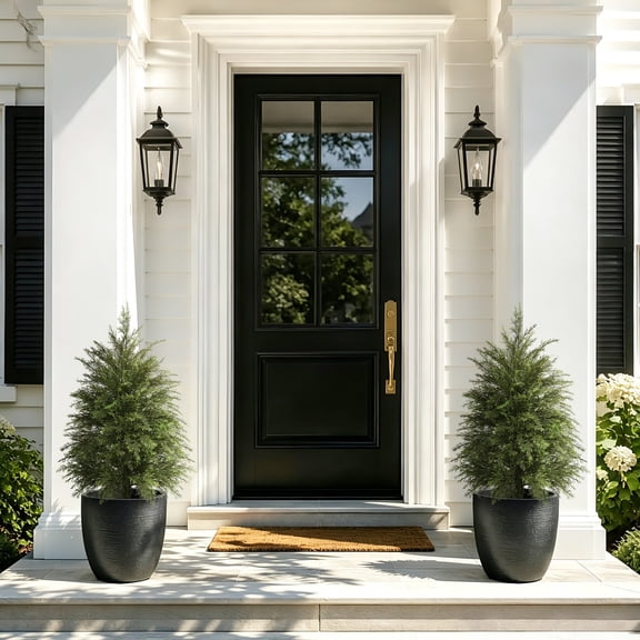 Olivivi 3FT Artificial Cedar Trees Set of 2, Realistic Faux Evergreen Topiary Bushes Plants, Outdoor Potted Fake Cypress Shrubs for Front Porch Garden Home Living Room Decor